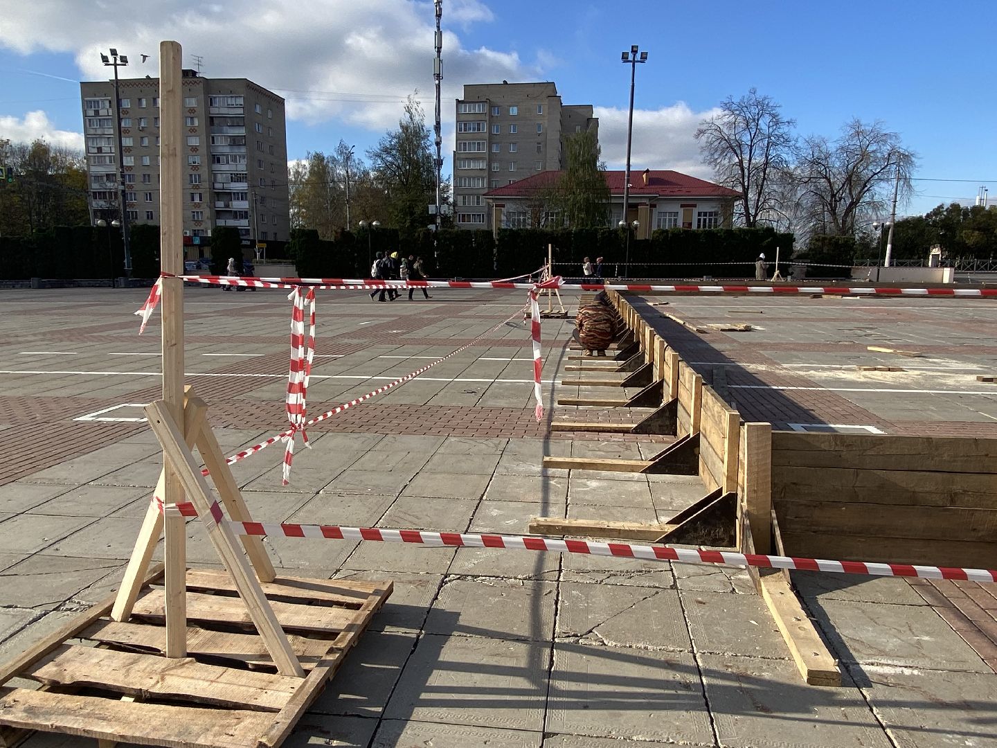 Каток, Начало строительства, Зима, Лед,