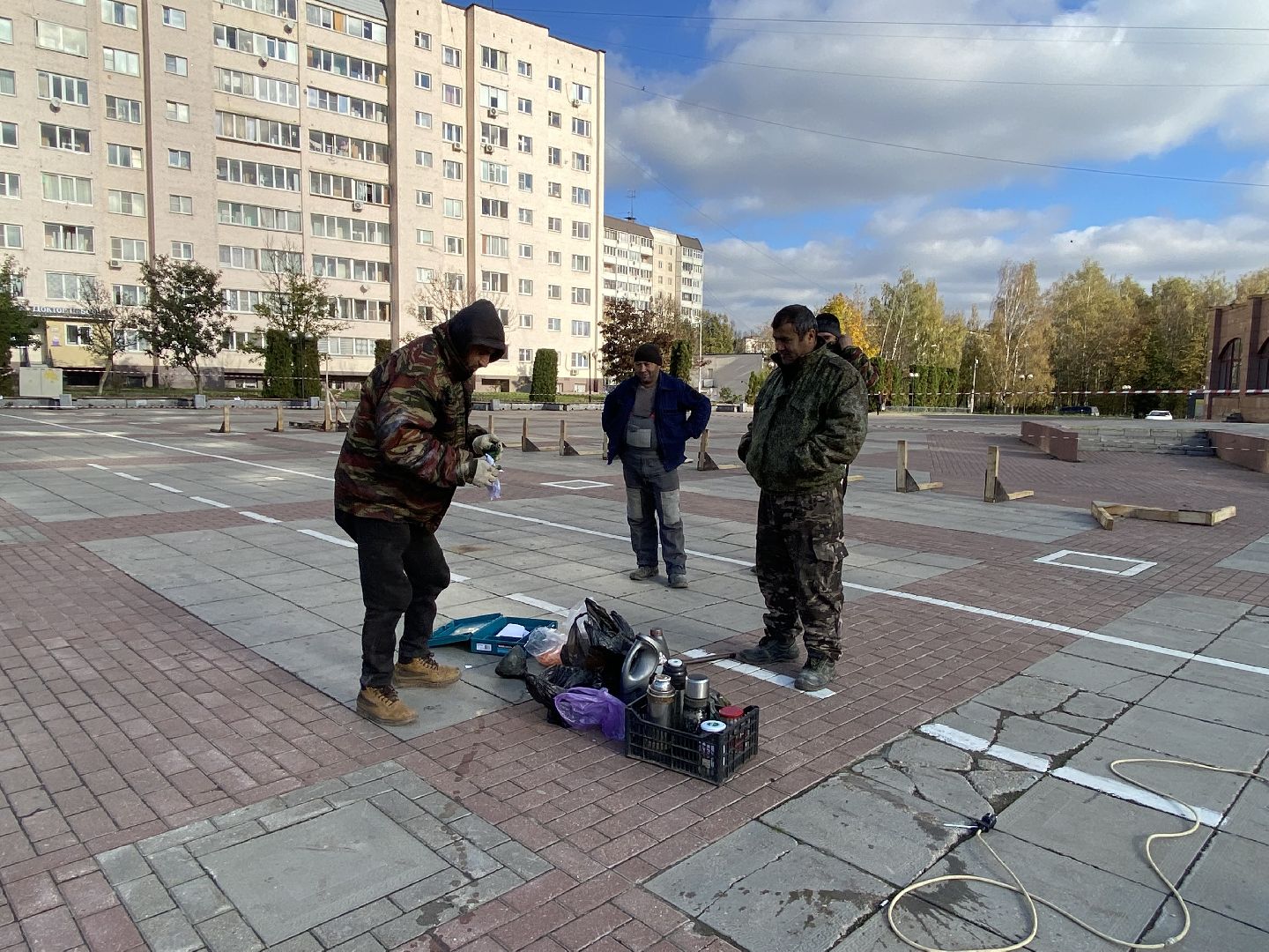 Каток, Начало строительства, Зима, Лед,