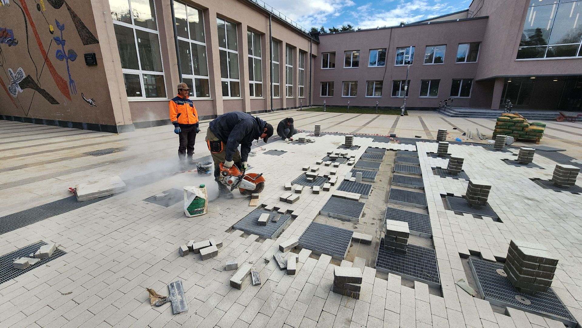 реконструкция дк протон, протвино, строительство, фонтан, сухой фонтан,