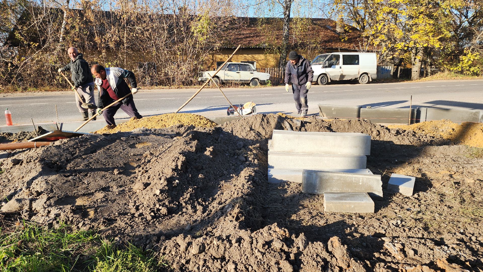 кашира, тротуар, строительство тротуара,