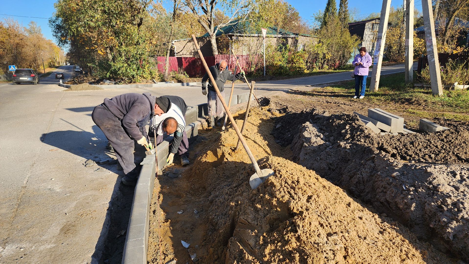 кашира, тротуар, строительство тротуара,