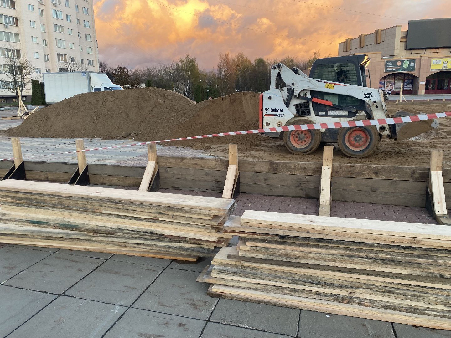 Каток, Песок, Фундамент,