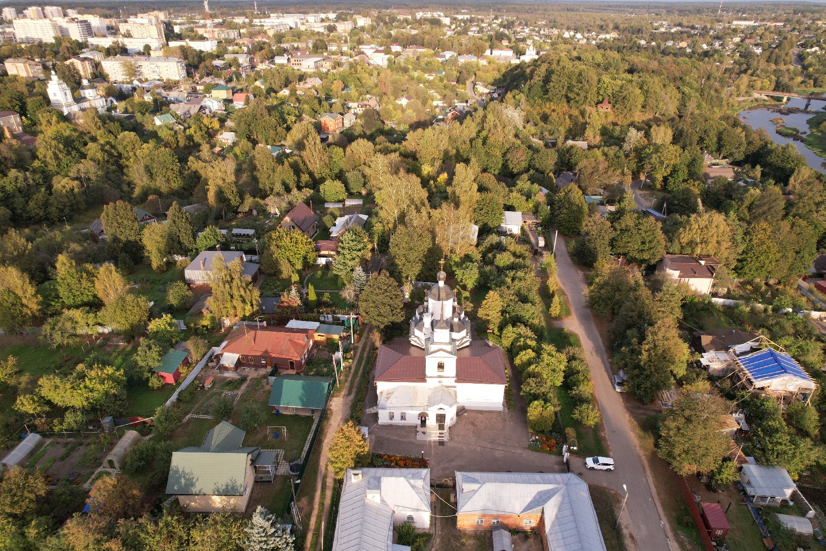 видео с коптера, руза, церковь,