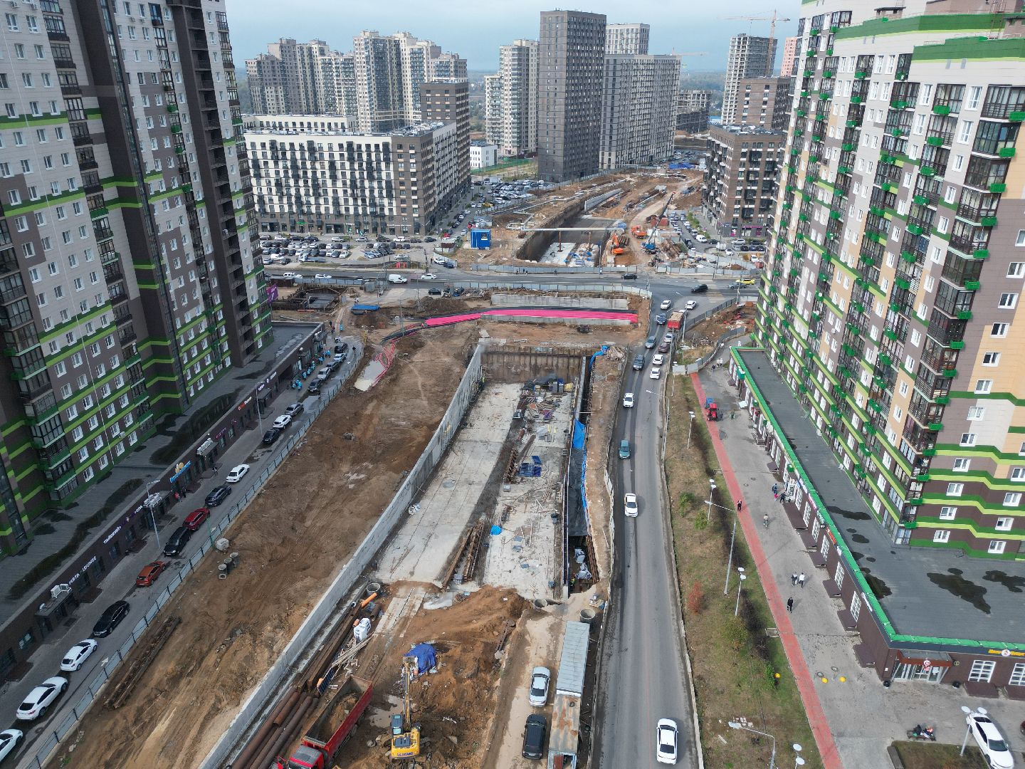 видео с коптера, красногорск, строительство, дороги, реконструкция,