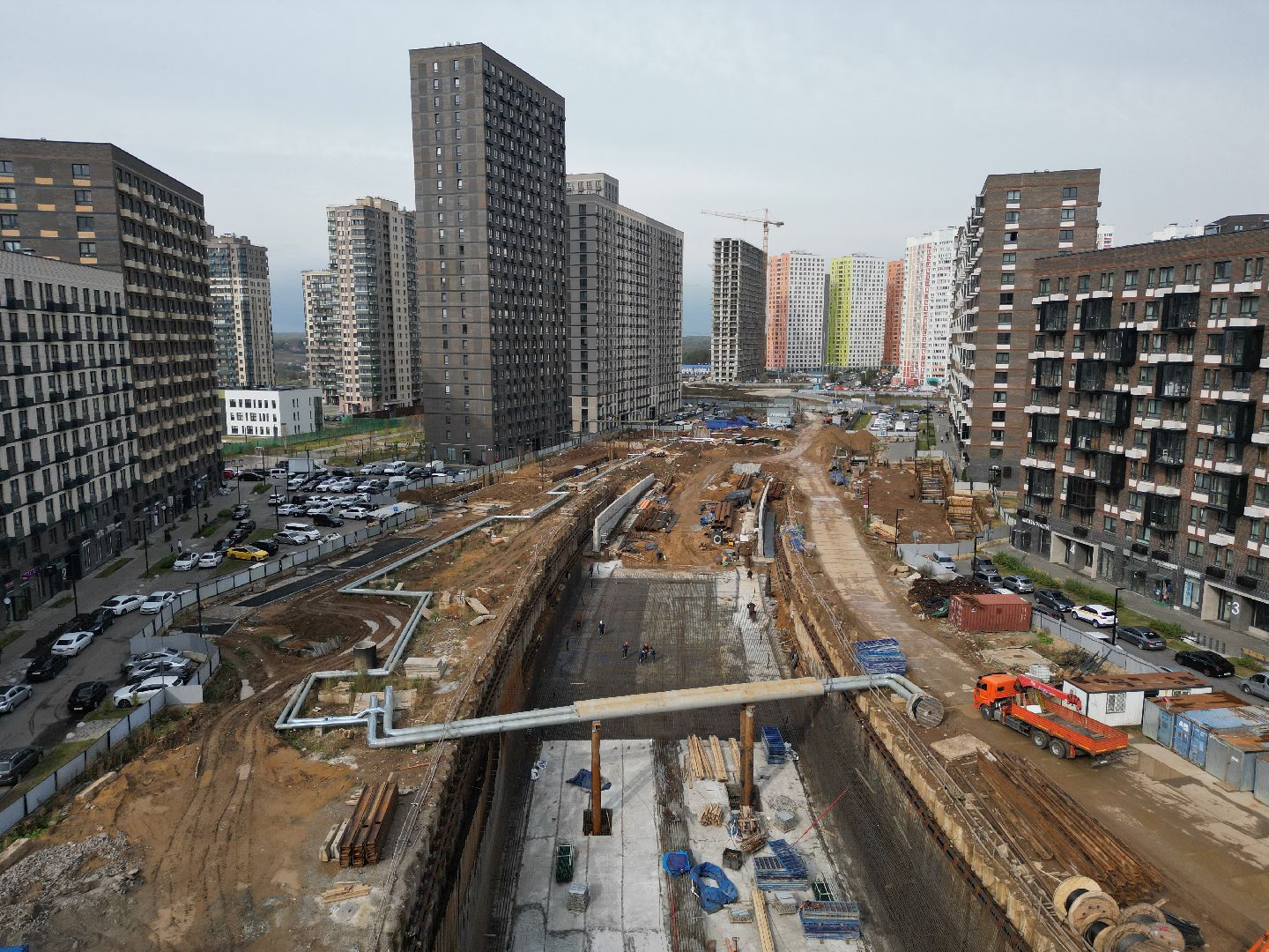 видео с коптера, красногорск, строительство, дороги, реконструкция,