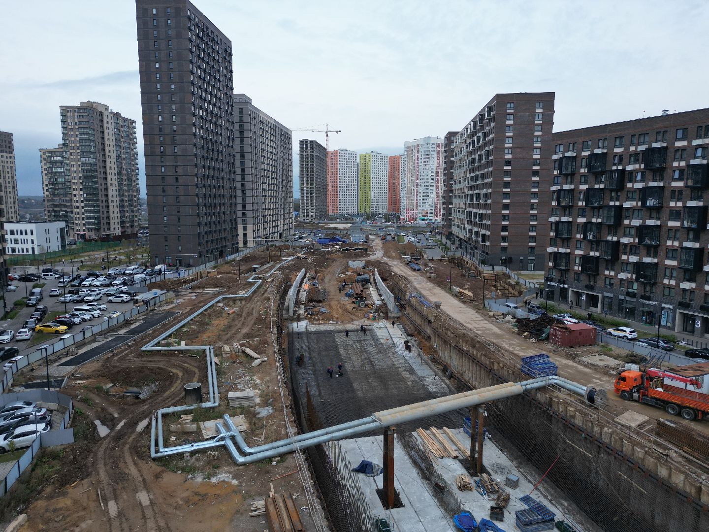 видео с коптера, красногорск, строительство, дороги, реконструкция,