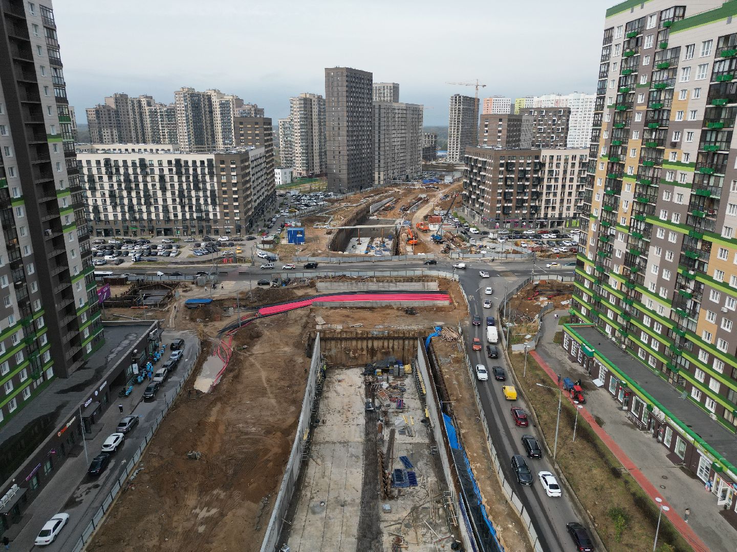 видео с коптера, красногорск, строительство, дороги, реконструкция,