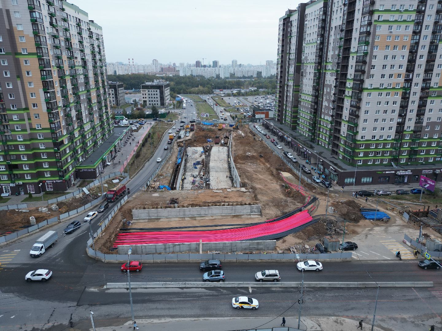 видео с коптера, красногорск, строительство, дороги, реконструкция,