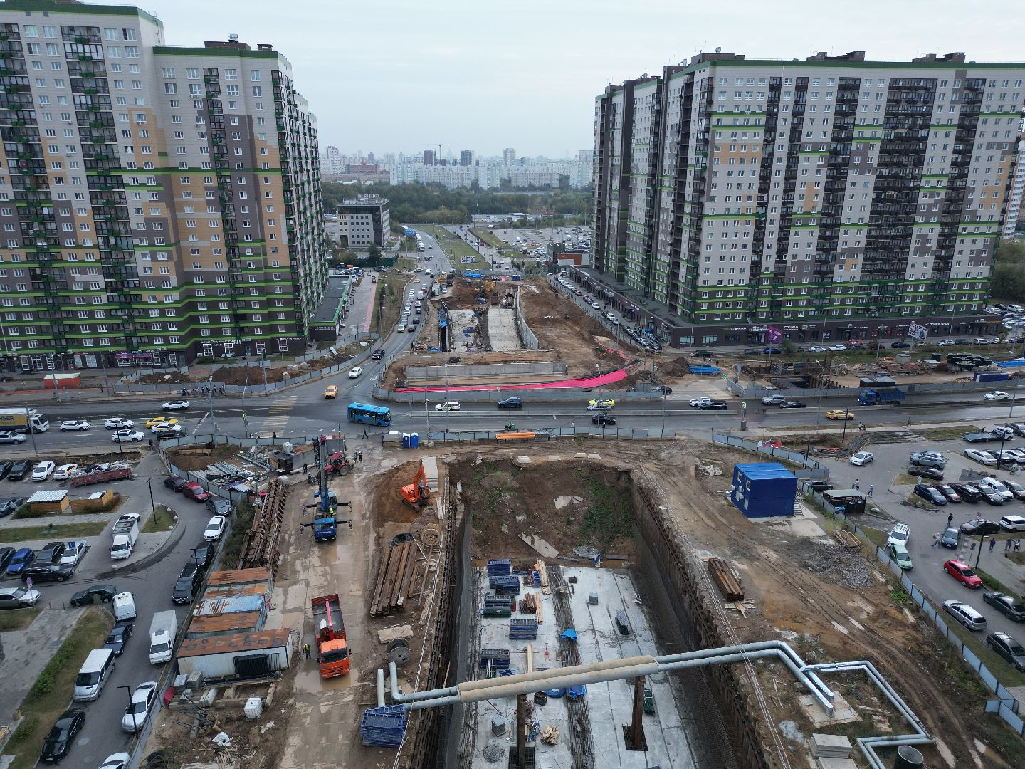 видео с коптера, красногорск, строительство, дороги, реконструкция,