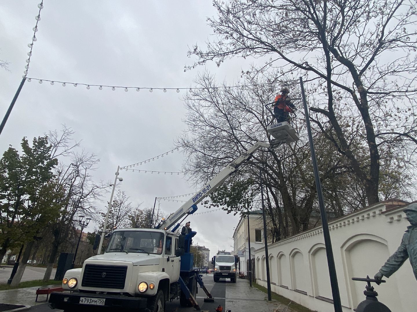 Деревья, Ветки, Рабочие, спиливание веток,