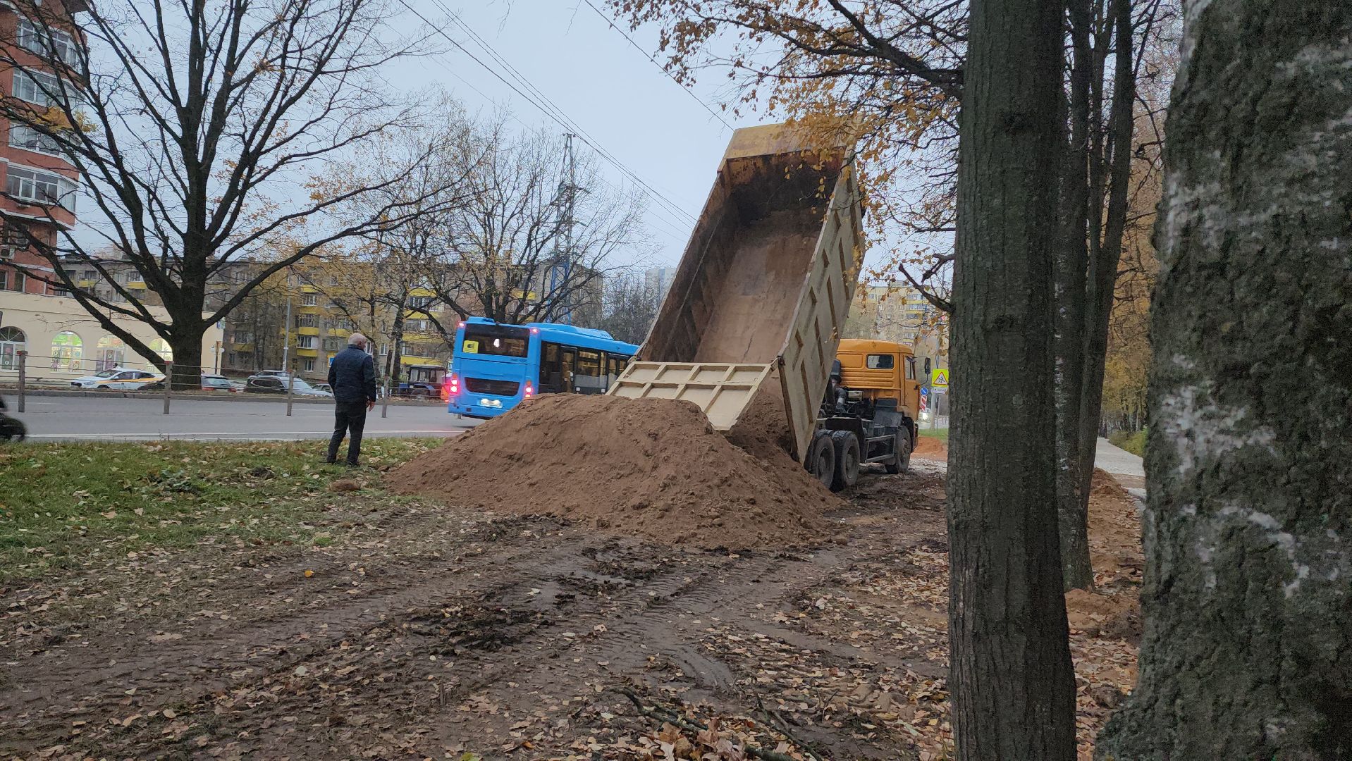 пешеходная зона, Лобня, ремонт дорог, Ремонт дорог в парке,