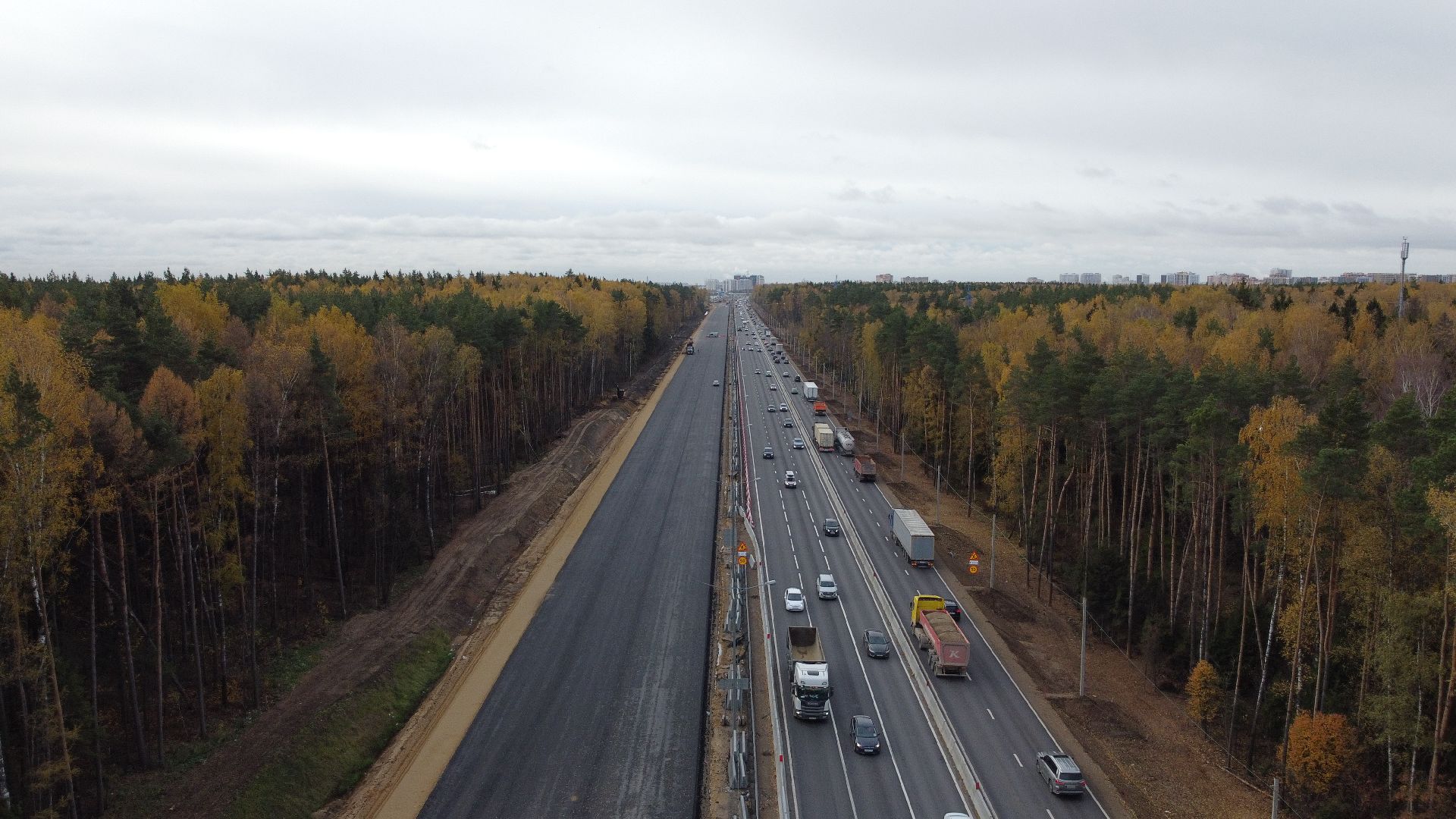 мытищи, мытищинская хорда, дорога, видео с коптера,