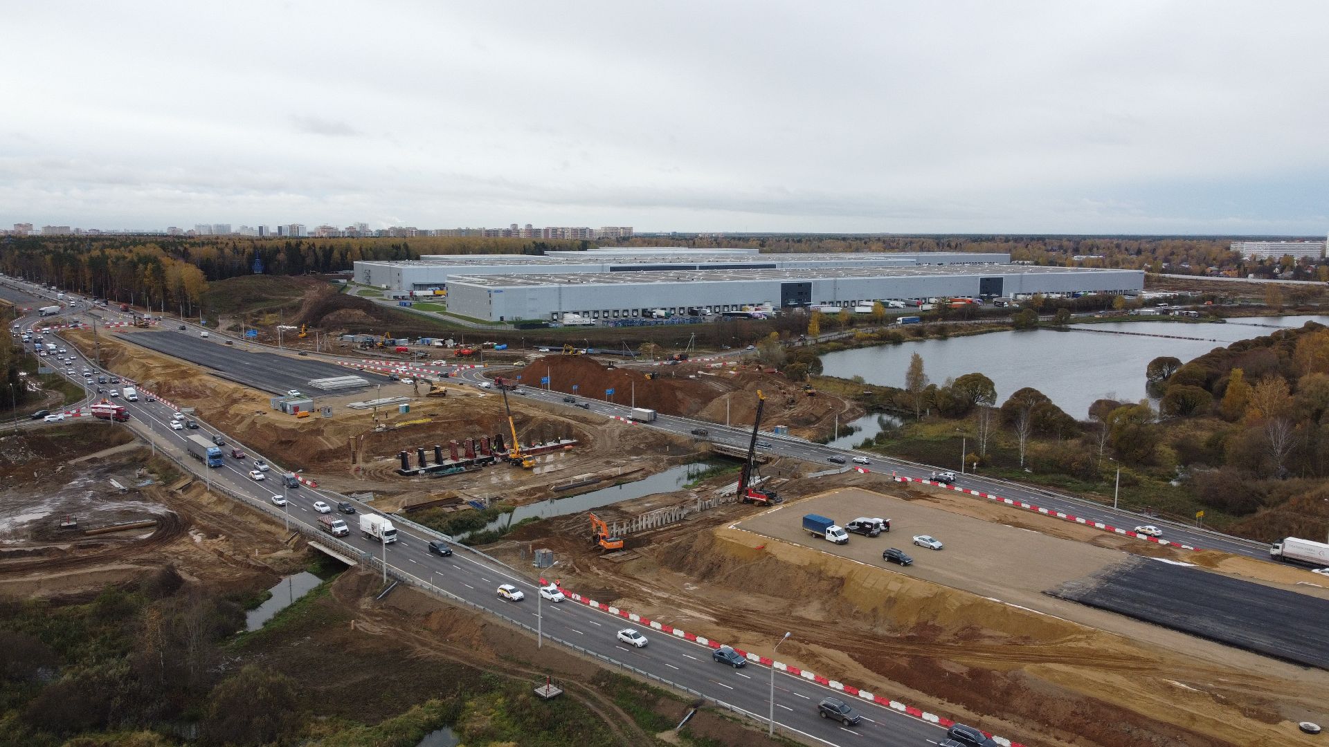 мытищи, мытищинская хорда, дорога, видео с коптера,