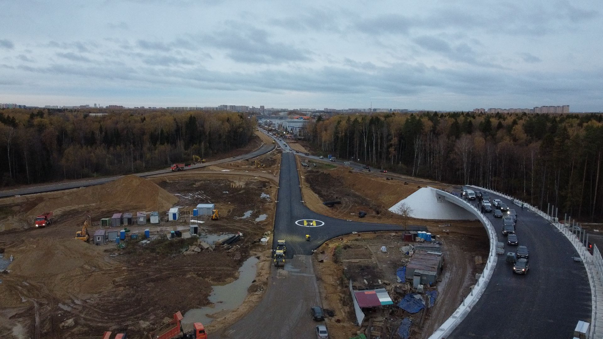 мытищи, мытищинская хорда, дорога, видео с коптера,