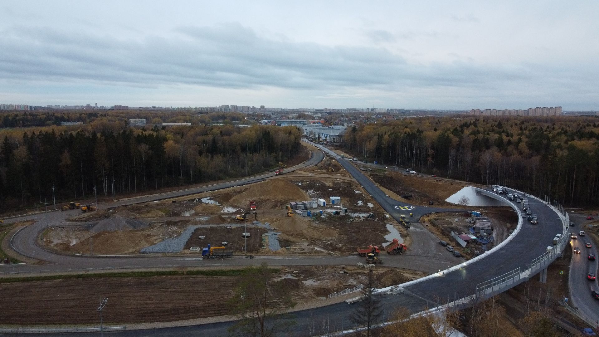 мытищи, мытищинская хорда, дорога, видео с коптера,