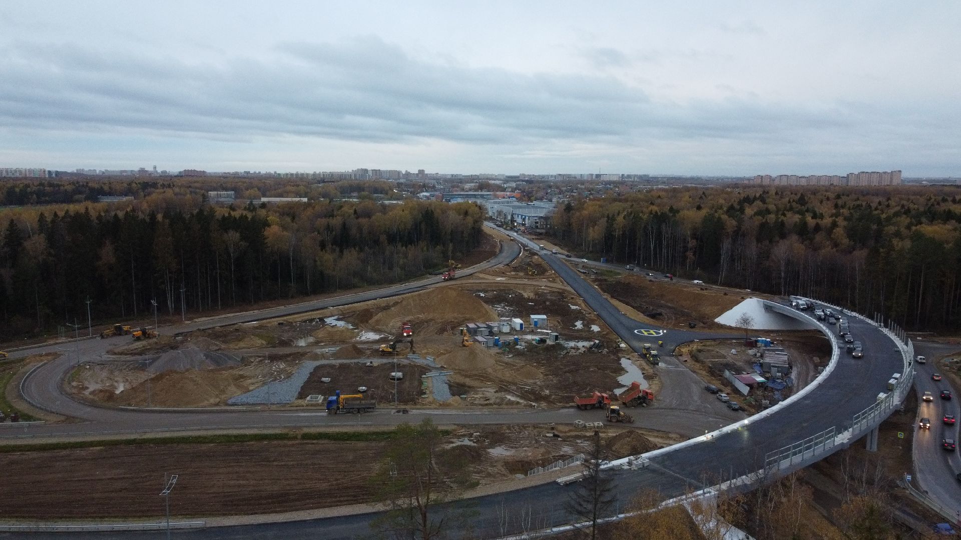 мытищи, мытищинская хорда, дорога, видео с коптера,