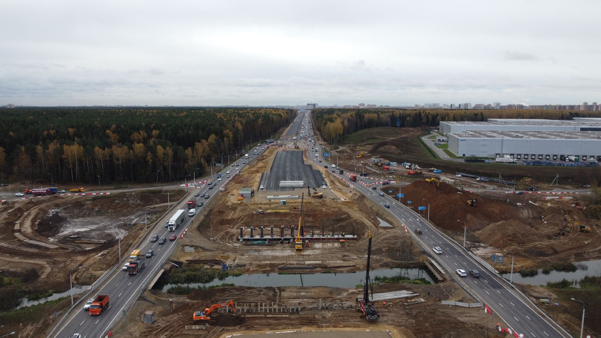 мытищи, мытищинская хорда, дорога, видео с коптера,