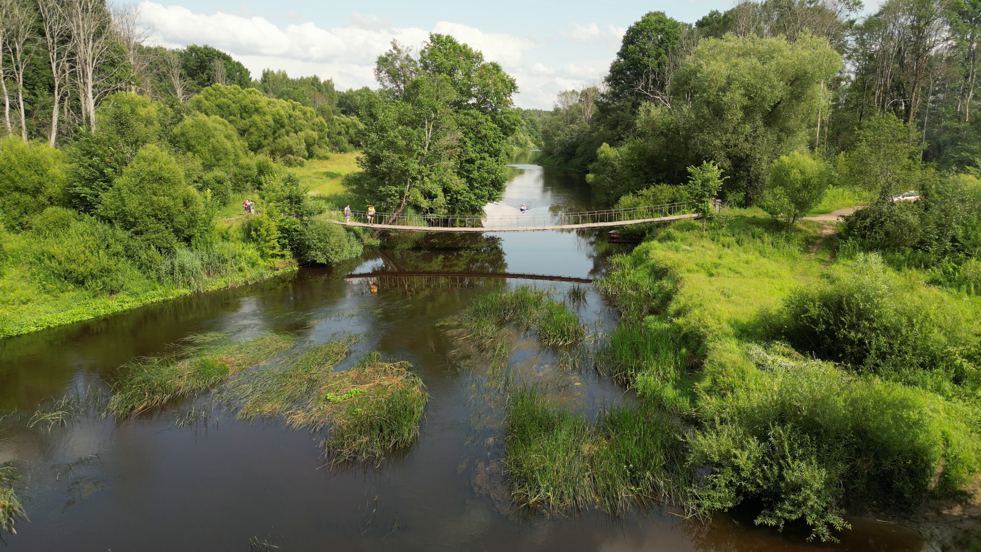 видео с коптера, талдом, мост, церковь,
