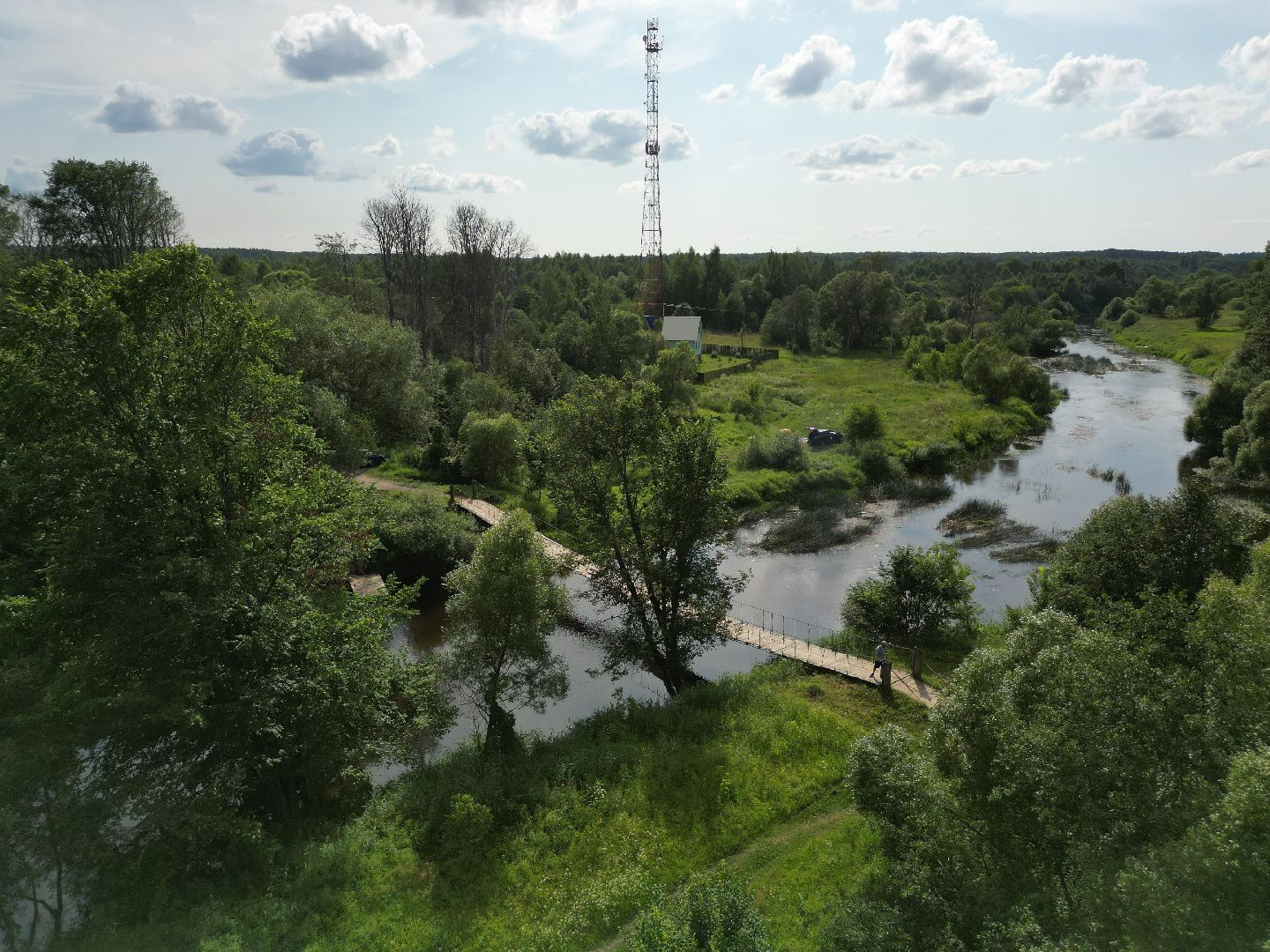 видео с коптера, талдом, мост, церковь,