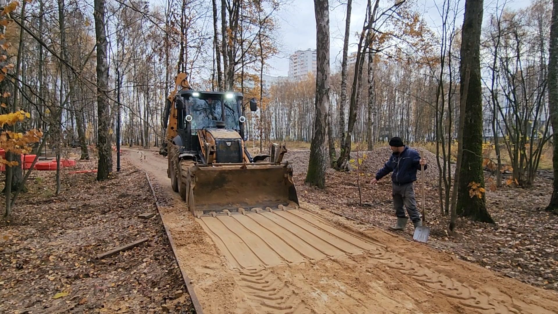Чехов, микрорайон Губернский, лесопарк, лесопарковая зона отдыха, строительство, благоустройство, пешеходные дорожки, тропинки, велосипедные дорожки,