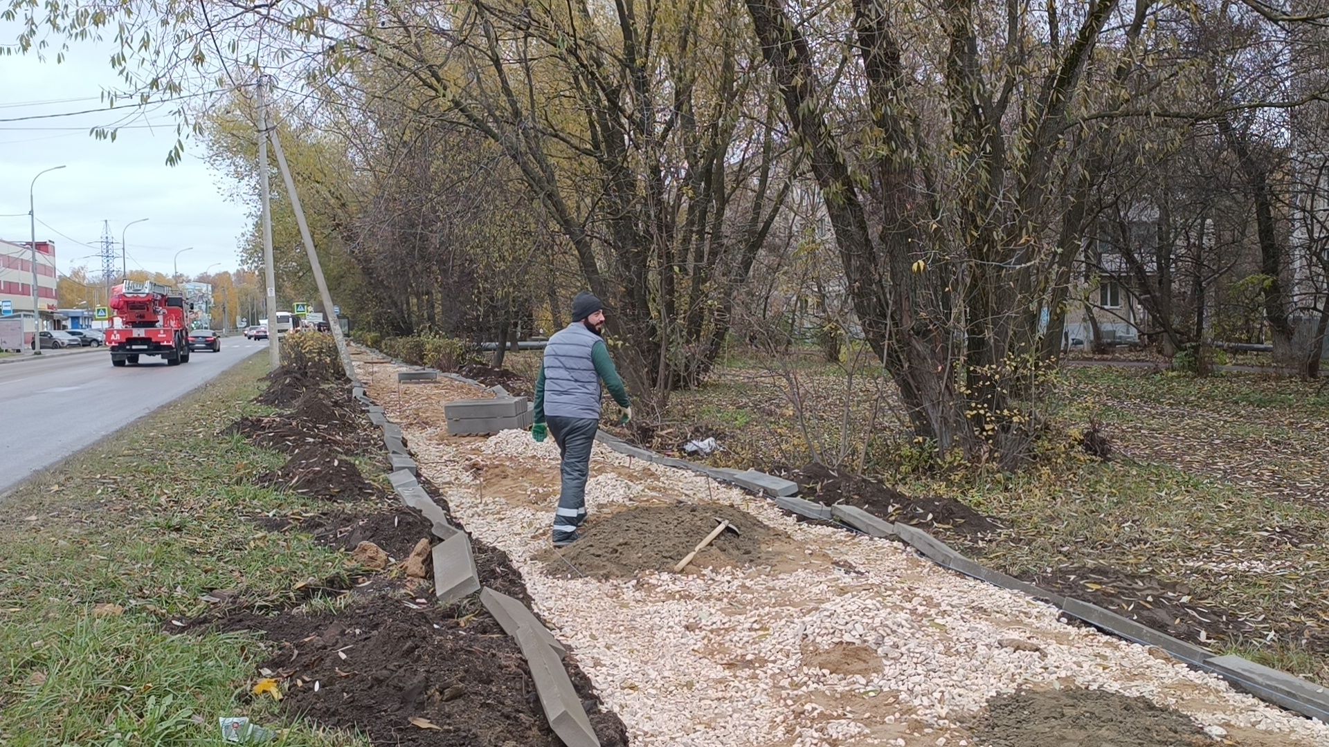 укладка асфальта, пешеходная дорожка, лобня,