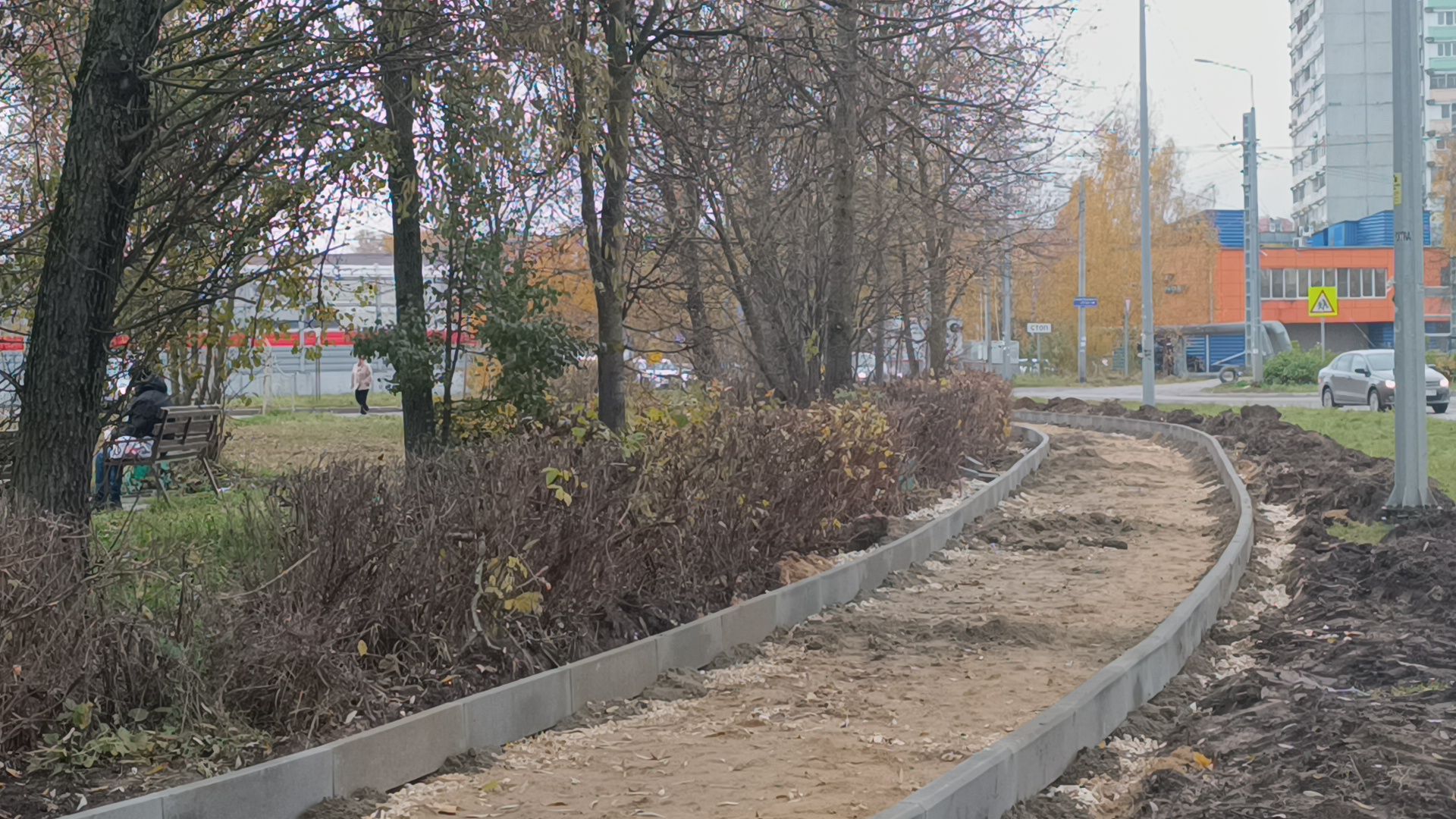 укладка асфальта, пешеходная дорожка, лобня,