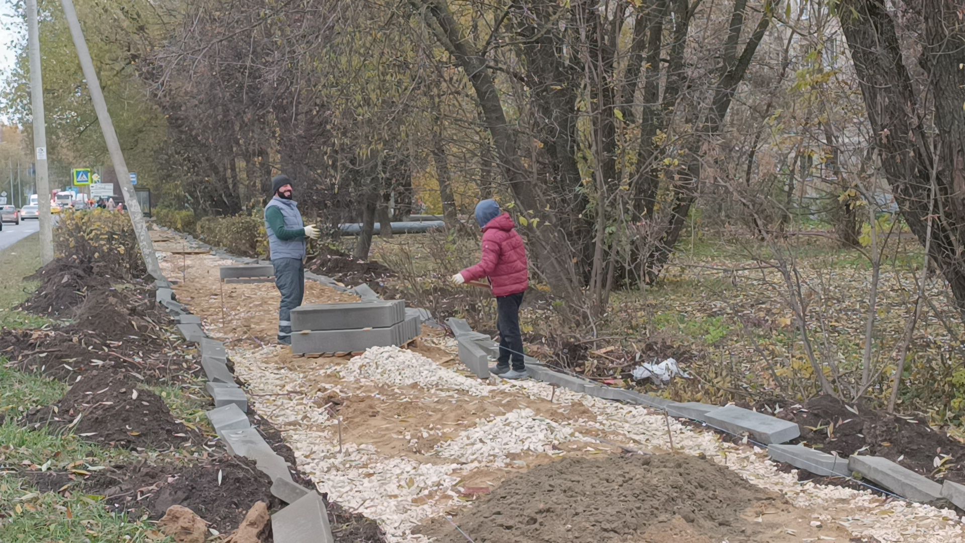 укладка асфальта, пешеходная дорожка, лобня,