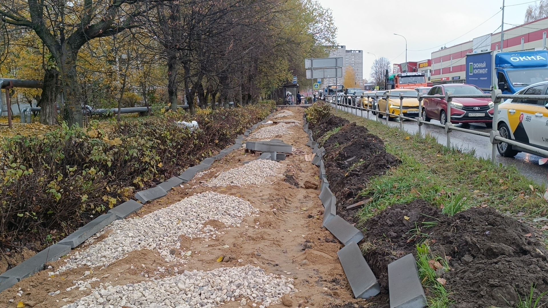 укладка асфальта, пешеходная дорожка, лобня,