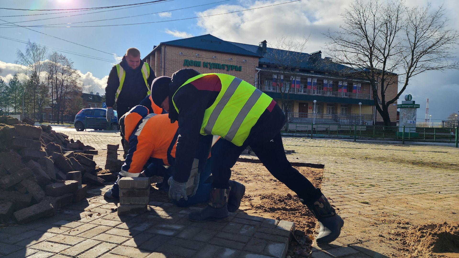 ремонт тротуара, благоустройство, брусчатка,