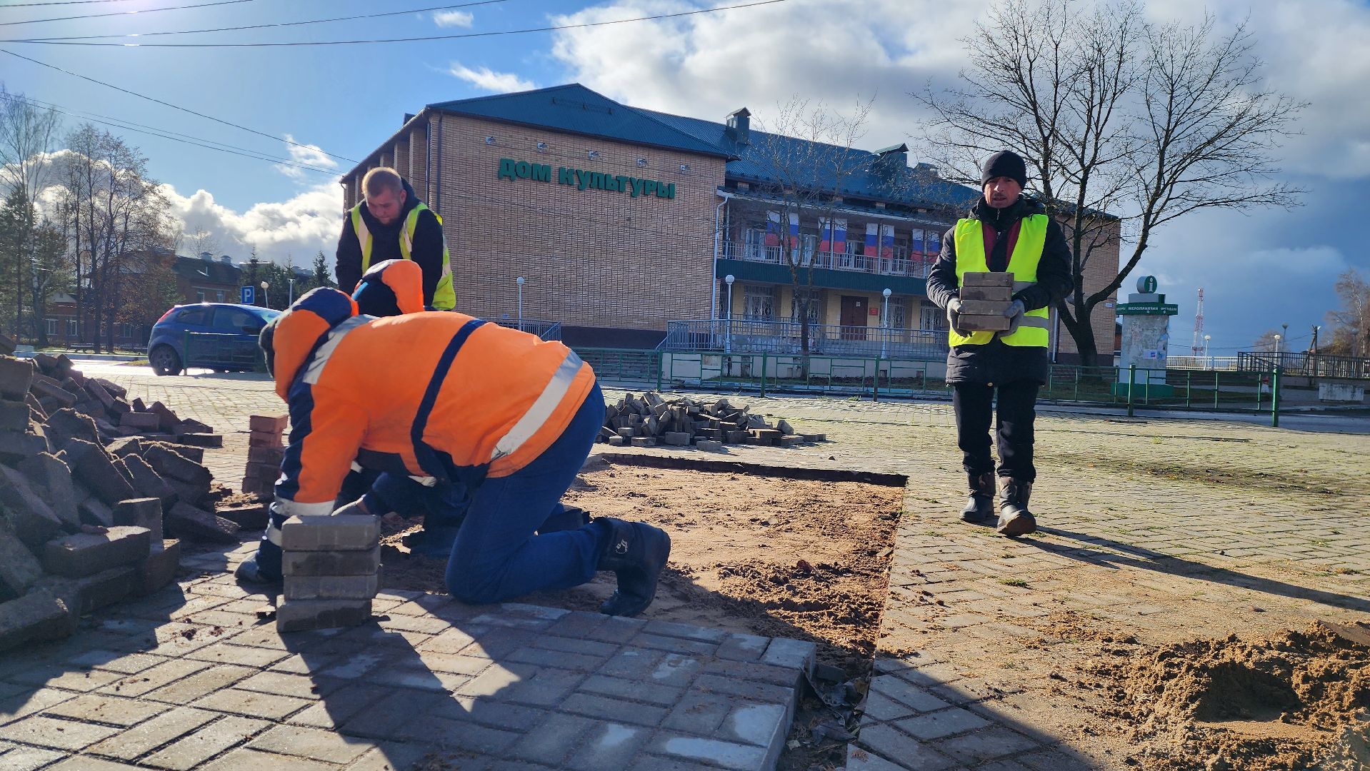 ремонт тротуара, благоустройство, брусчатка,