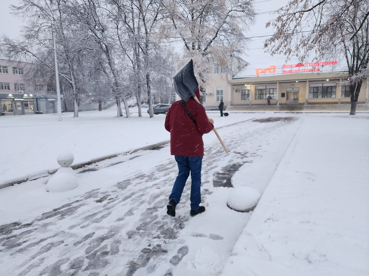 Коломна, снегопад, уборка снега, вертикалка,