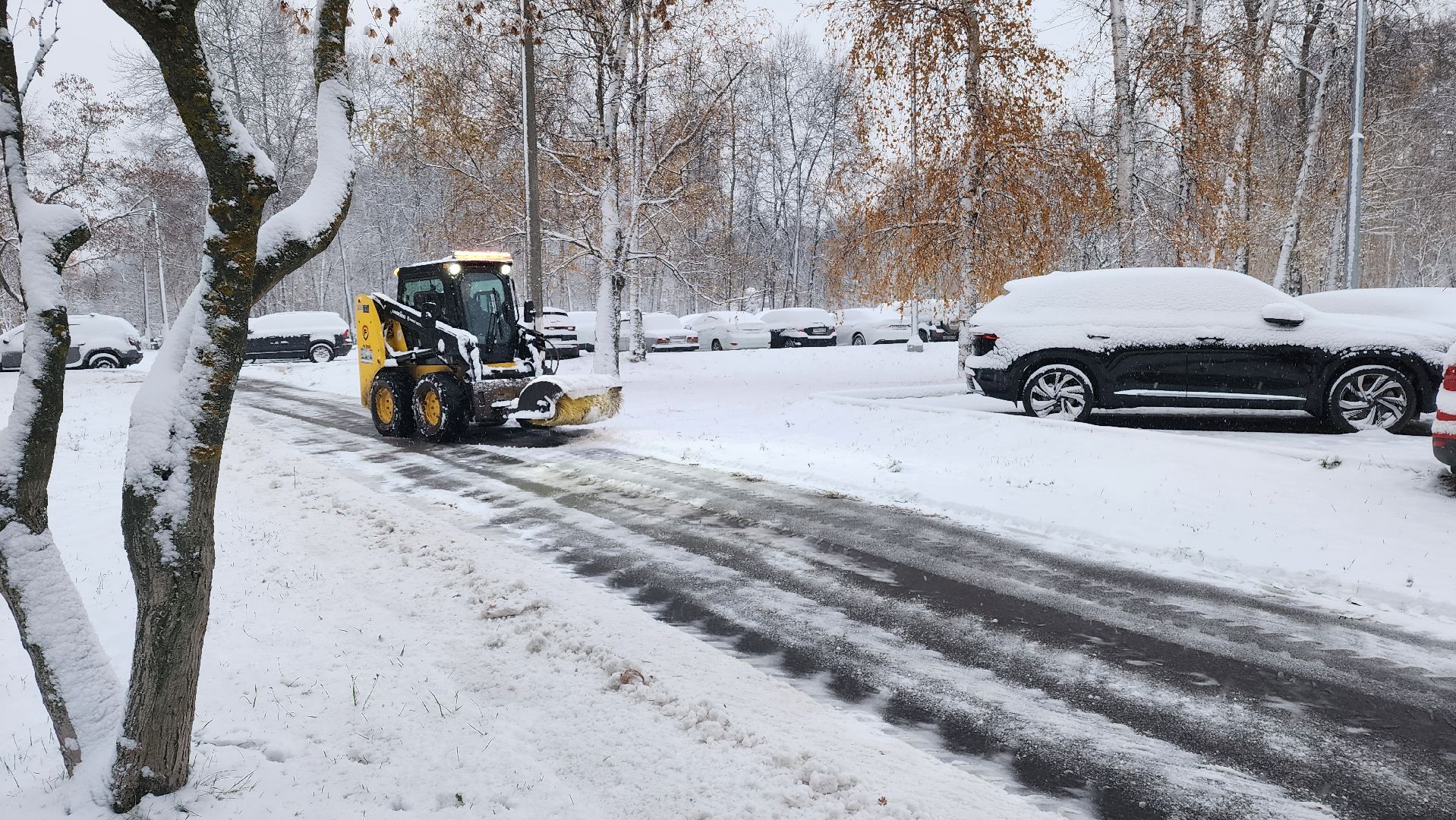 ступино, первый снег, уборка первого снега, вертикалка,