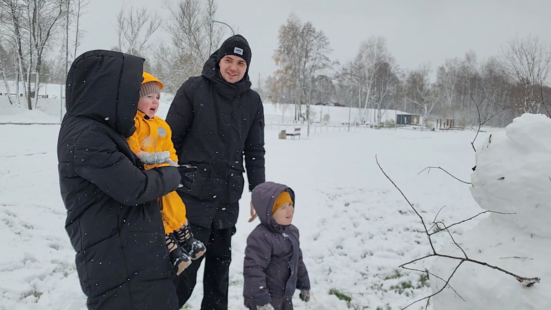 Бронницы, День народного единства, Первый снег, Снеговик в парке Бронницкий Луг, Вертикальное видео, Вертикалка,