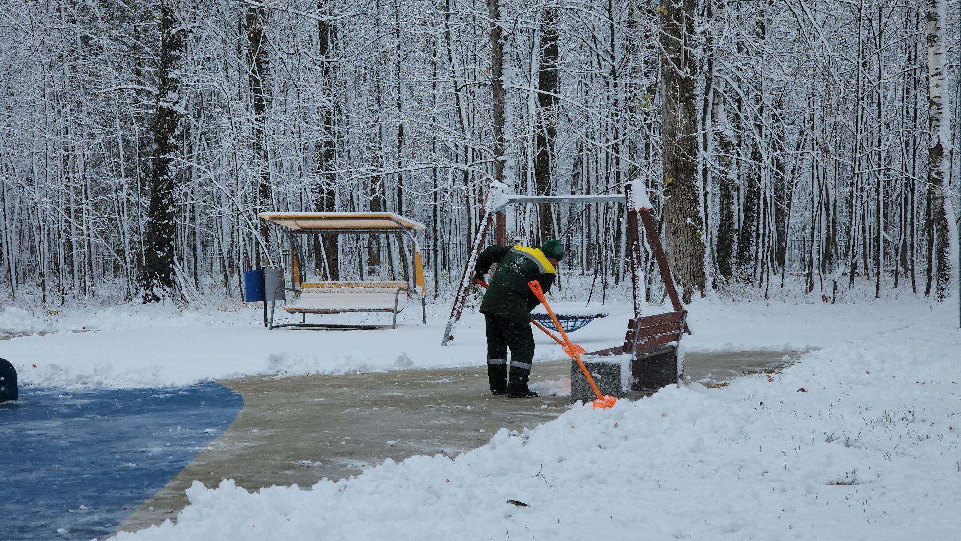 кашира, парк, уборка снега, вертикалка,