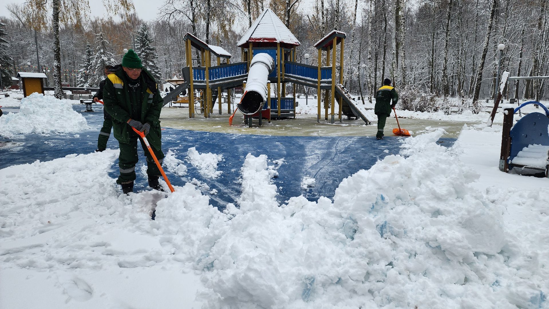 кашира, парк, уборка снега, вертикалка,