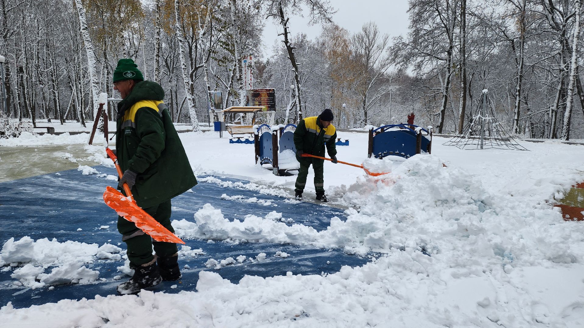 кашира, парк, уборка снега, вертикалка,