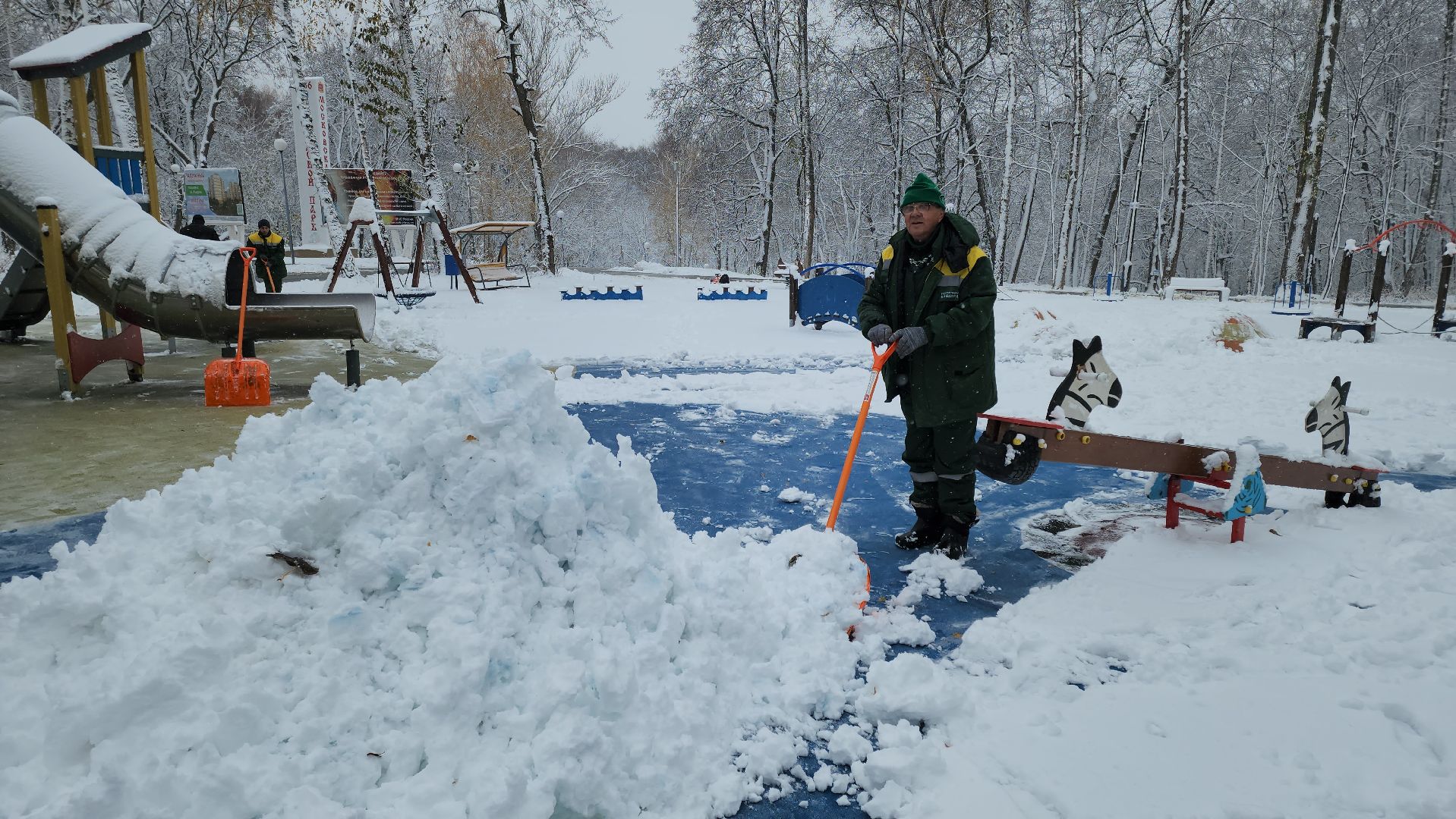 кашира, парк, уборка снега, вертикалка,