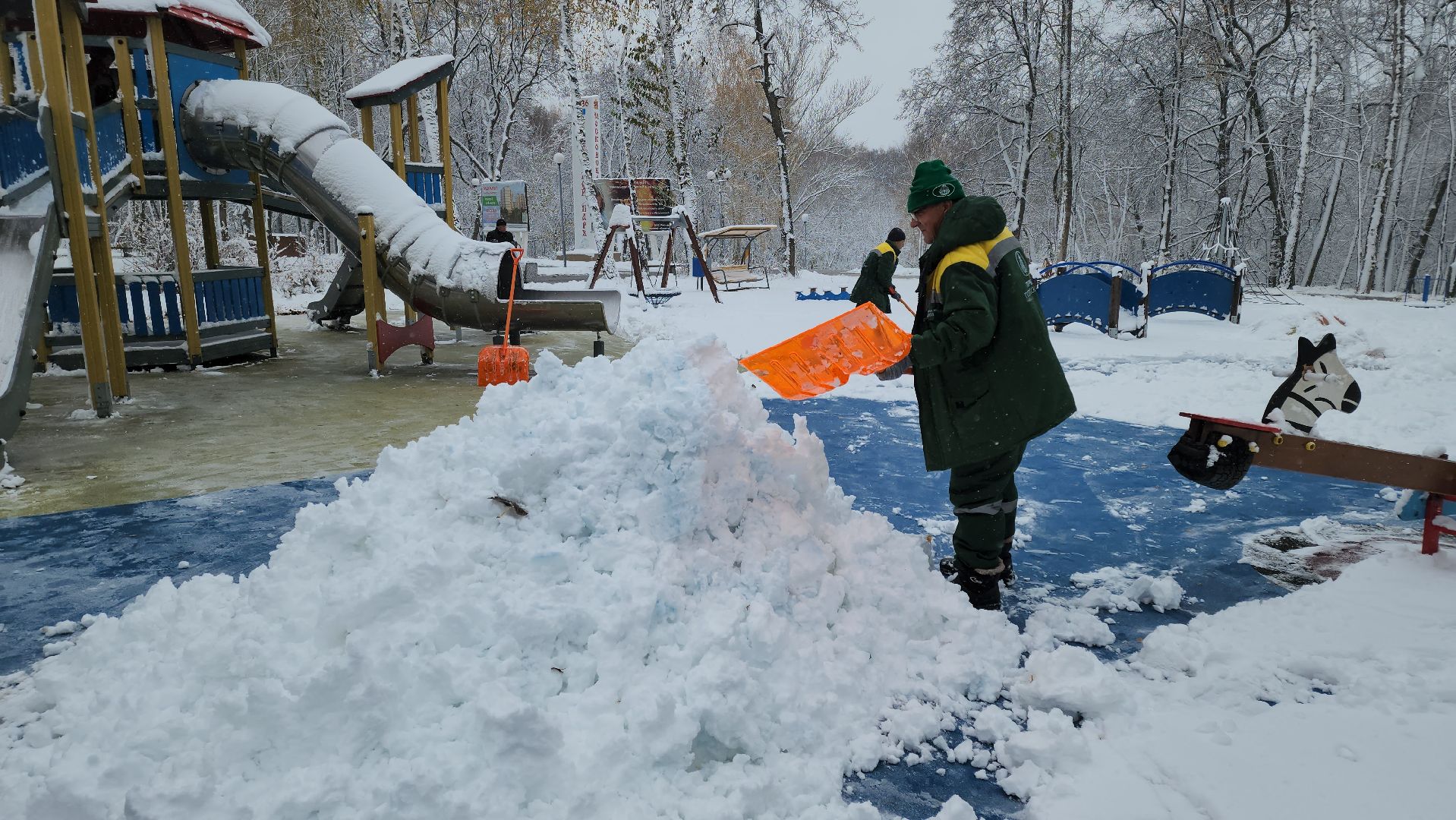 кашира, парк, уборка снега, вертикалка,