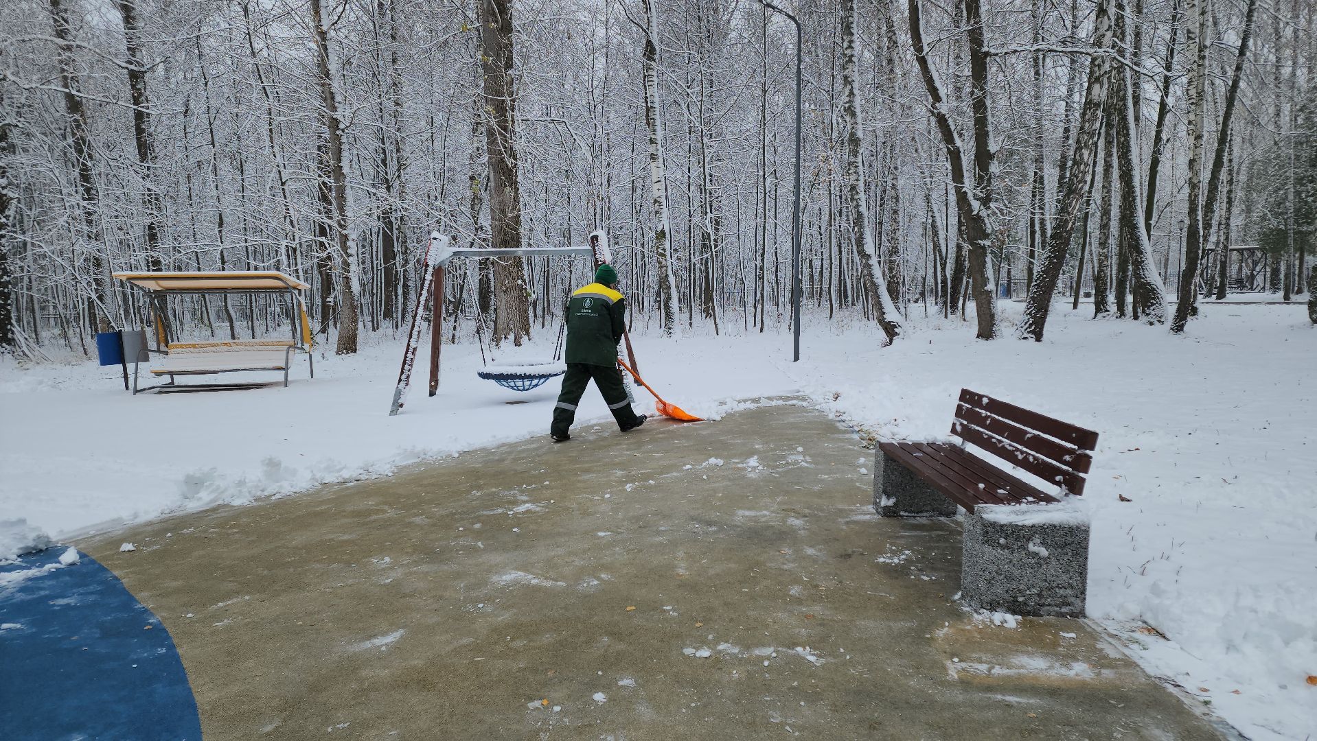 кашира, парк, уборка снега, вертикалка,