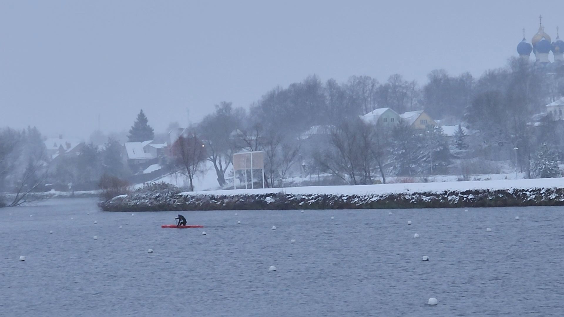 Бронницы, Бельское озеро, Заплыв на каноэ в снег, Снежный заплыв на каноэ, День народного единства,