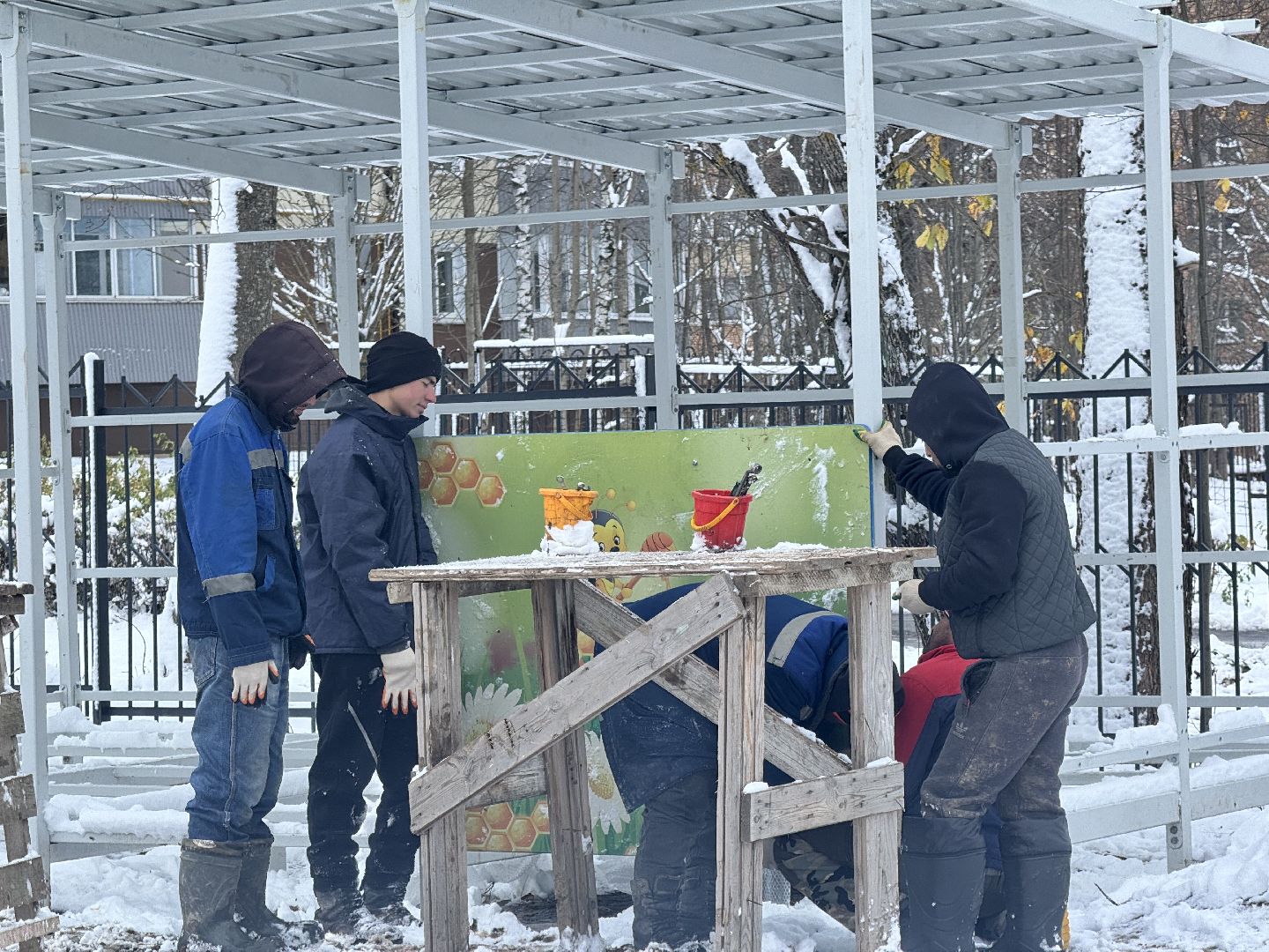 шаховская, теневые беседки, благоуйстройство, строительство, детский сад, вертикалки,