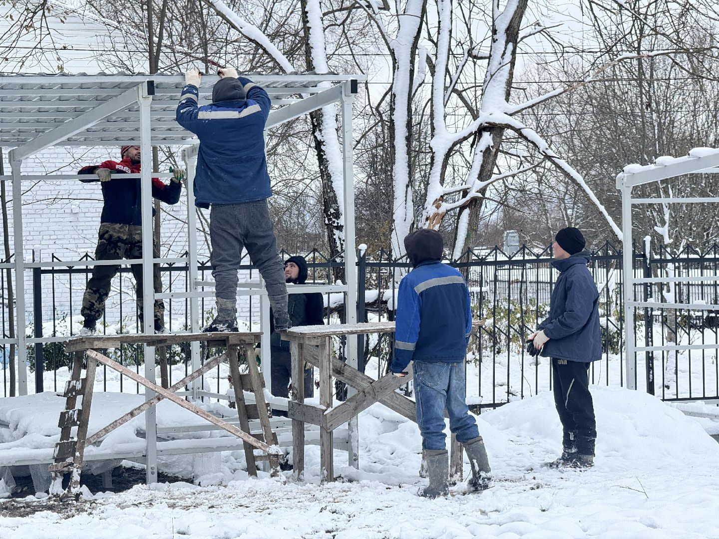шаховская, теневые беседки, благоуйстройство, строительство, детский сад, вертикалки,