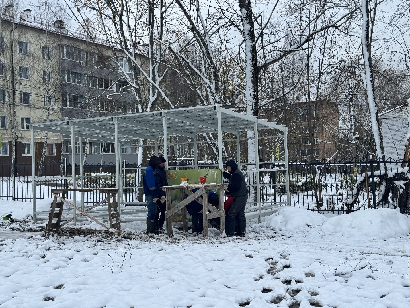 шаховская, теневые беседки, благоуйстройство, строительство, детский сад, вертикалки,