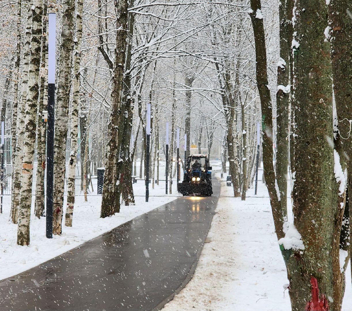 уборка снега, Лобня, Парк, вертикалка,