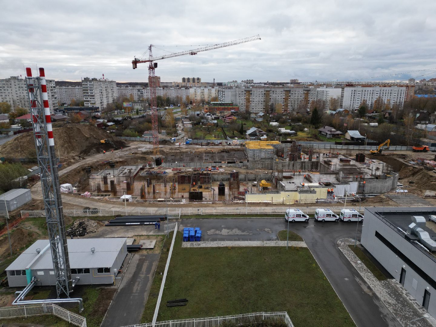 котельная, видео с коптера, ногинск, строительство,