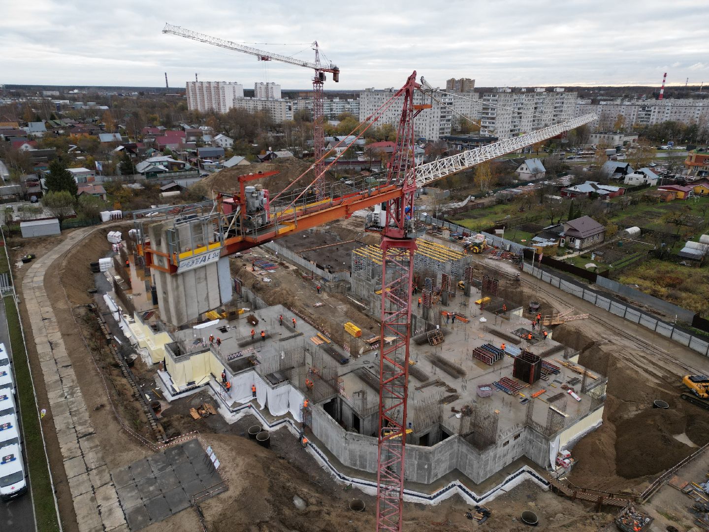 видео с коптера, ногинск, строительство, поликлиника,