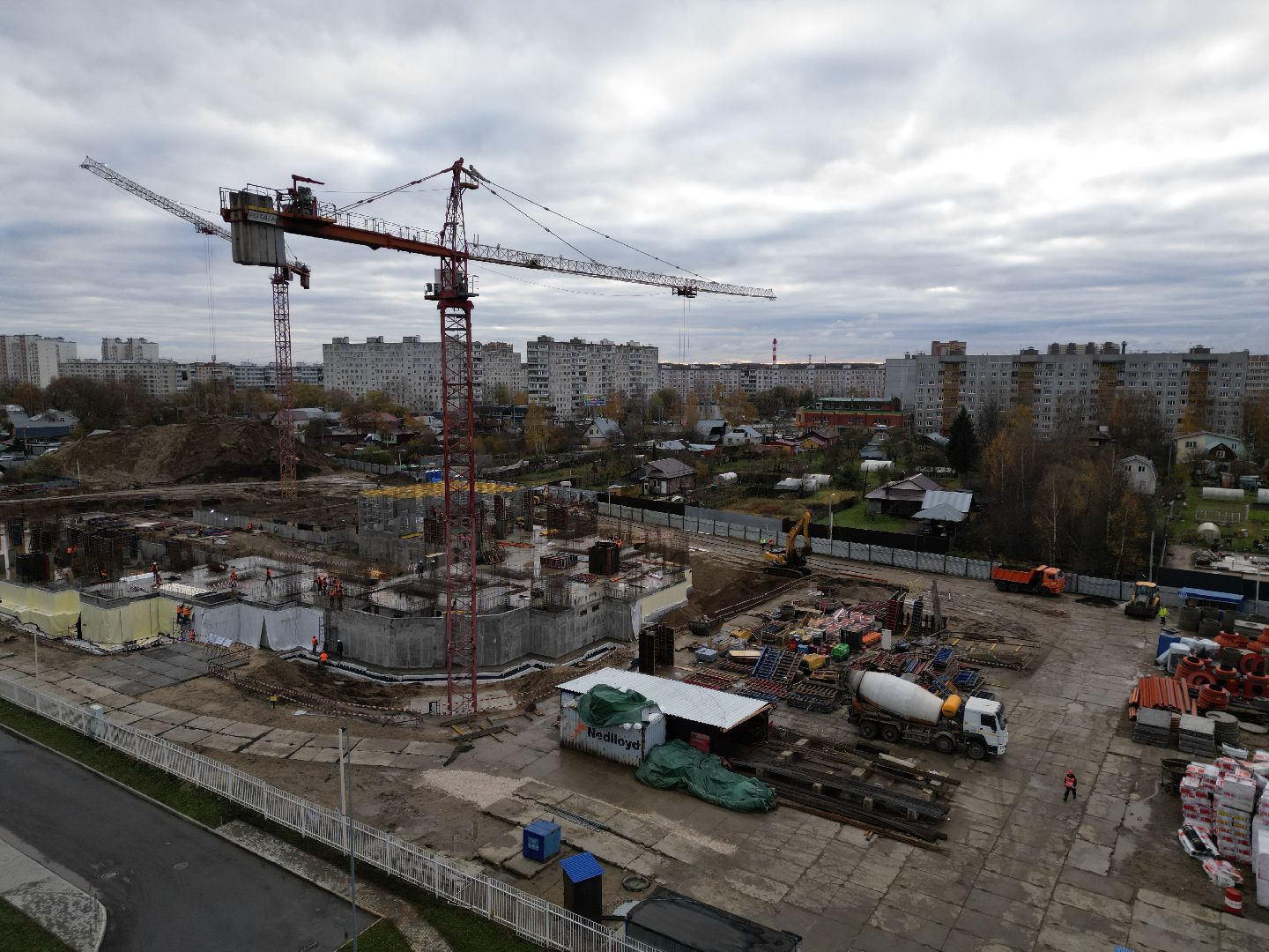 видео с коптера, ногинск, строительство, поликлиника,