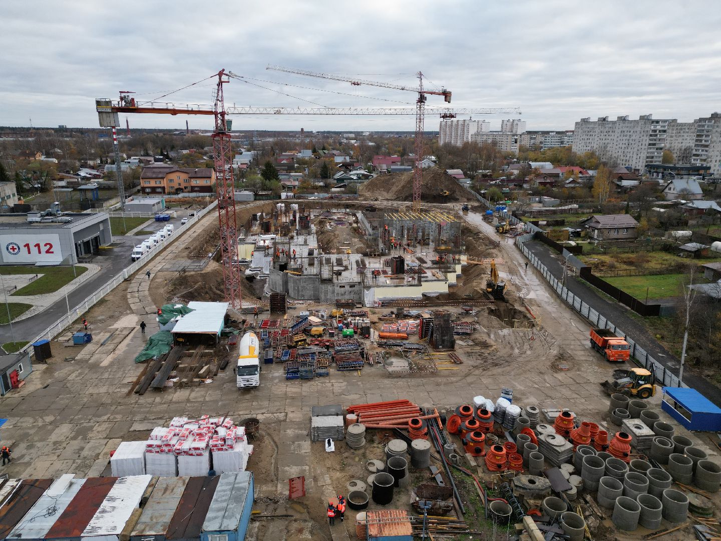 видео с коптера, ногинск, строительство, поликлиника,