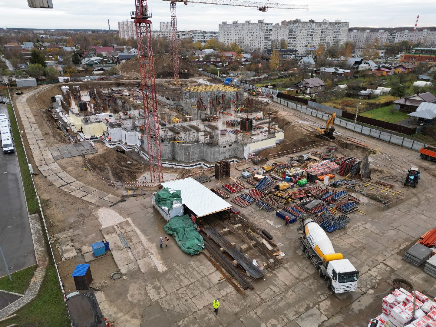 видео с коптера, ногинск, строительство, поликлиника,