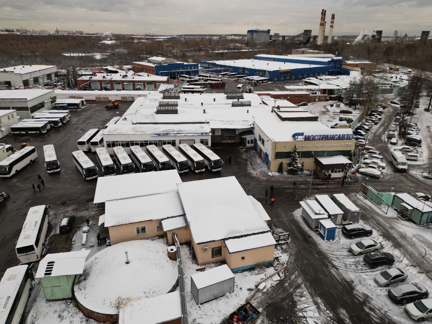 видео с коптера, автобусы, транспорт,